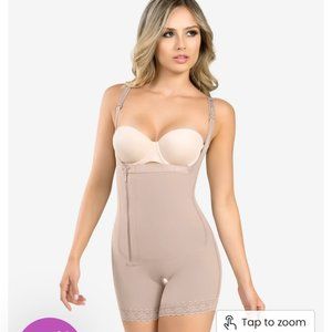 CYSM tan braless compression body suit